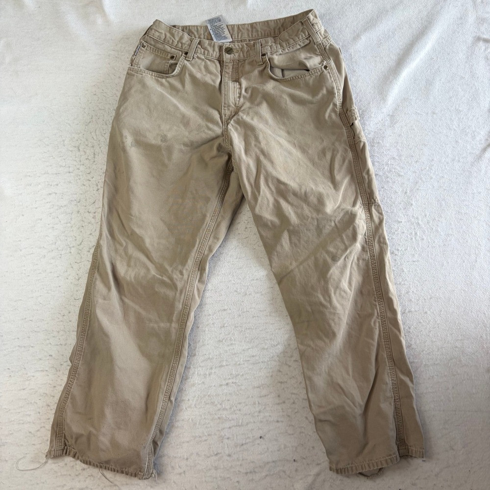 Carhartt B159 GKH Carpenter Pants Mens 34x30 Tan Loose Fit Canvas Workwear
